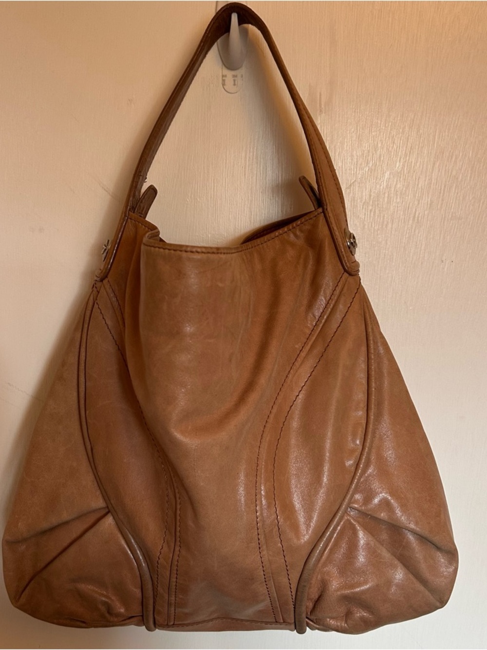 Soft Saddle Brown Leather Shoulder Bag for Women